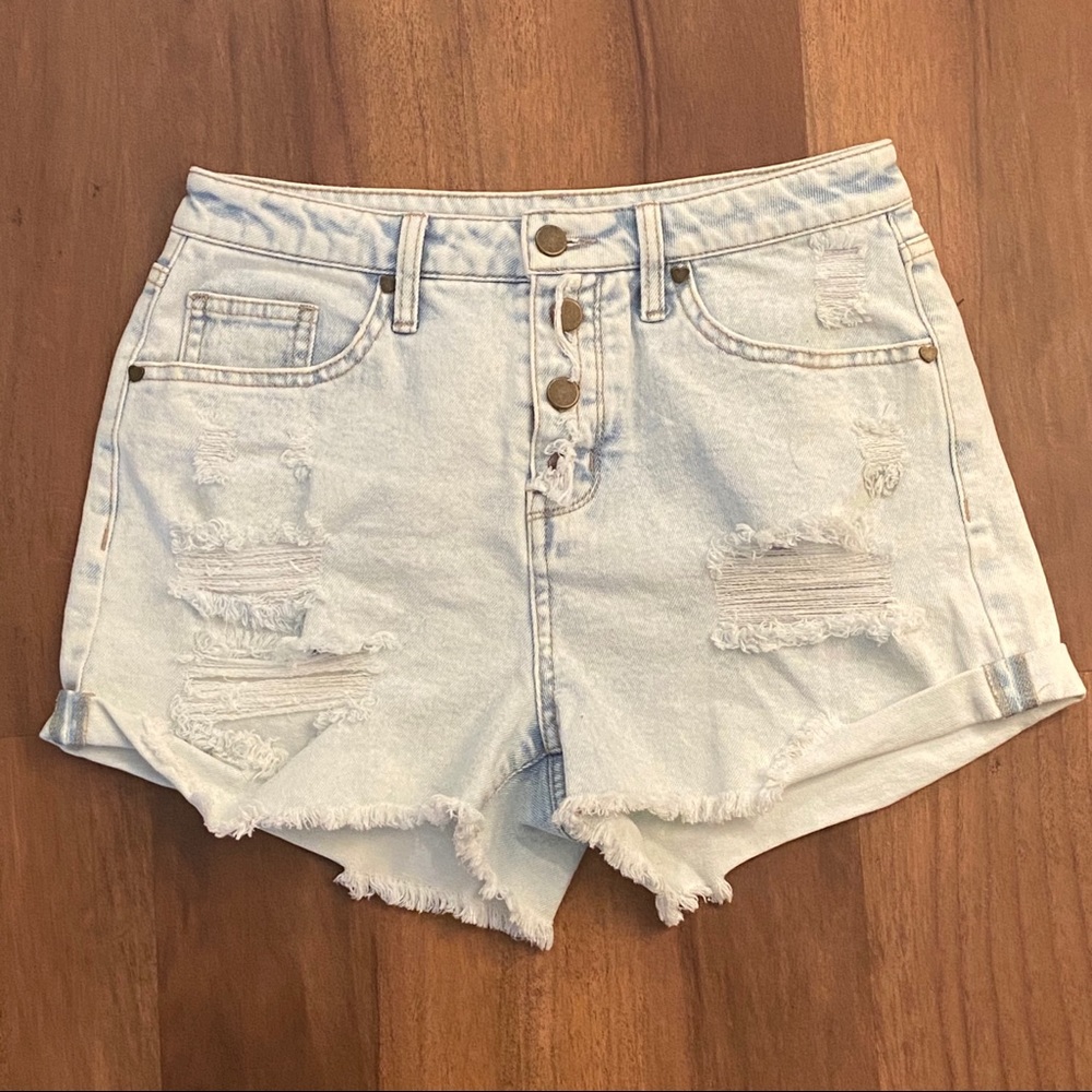 Ripped light washed shorts